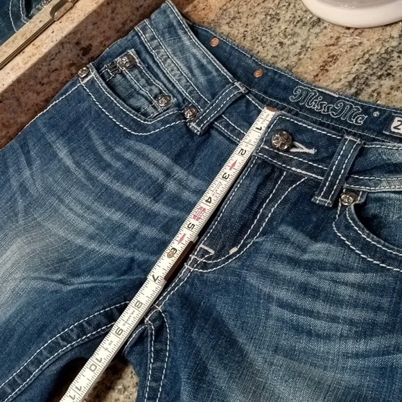 Miss Me Women's Blue Boot Cut Jeans with Raw Hem Size 29 - Picture 14 of 16